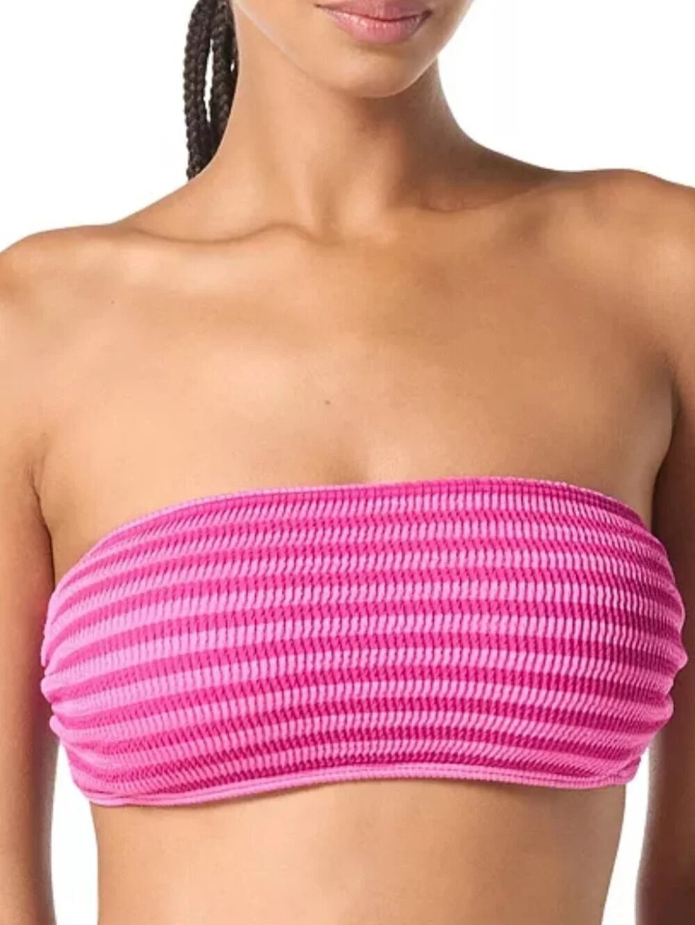 Michael Kors Women pink Bandeau Bikini Top removable shoulder strap Size Medium